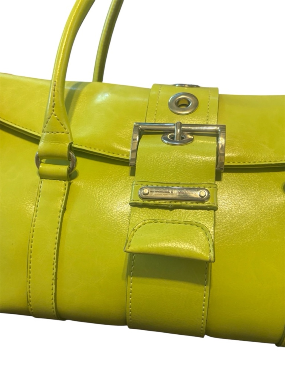 Chartreuse Rina Rich Faux Leather Shoulder Bag 💚 Y2K - Picture 4 of 14